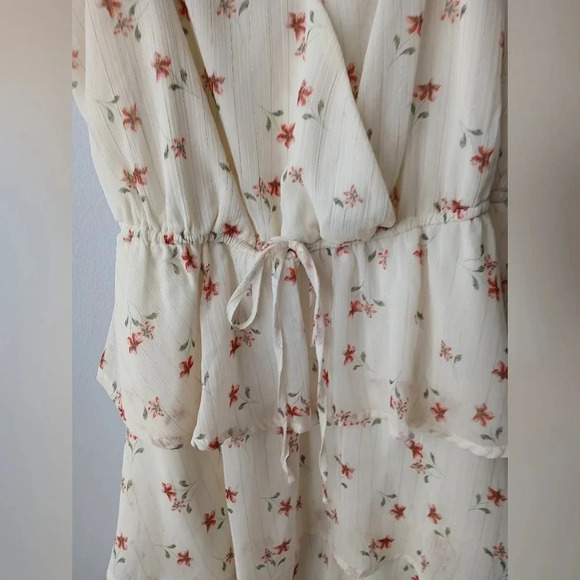 Trixxi tiered dress size L cream floral whimsygoth fairycore babydoll Y2K - Picture 6 of 10